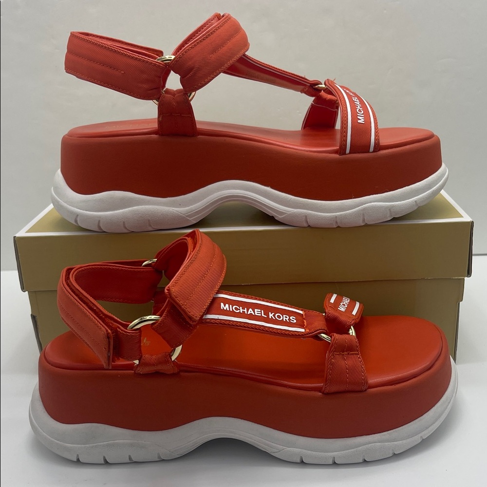 MICHAEL KORS Katrina Nylon Sport Platform Sandal
Red Clay 
New